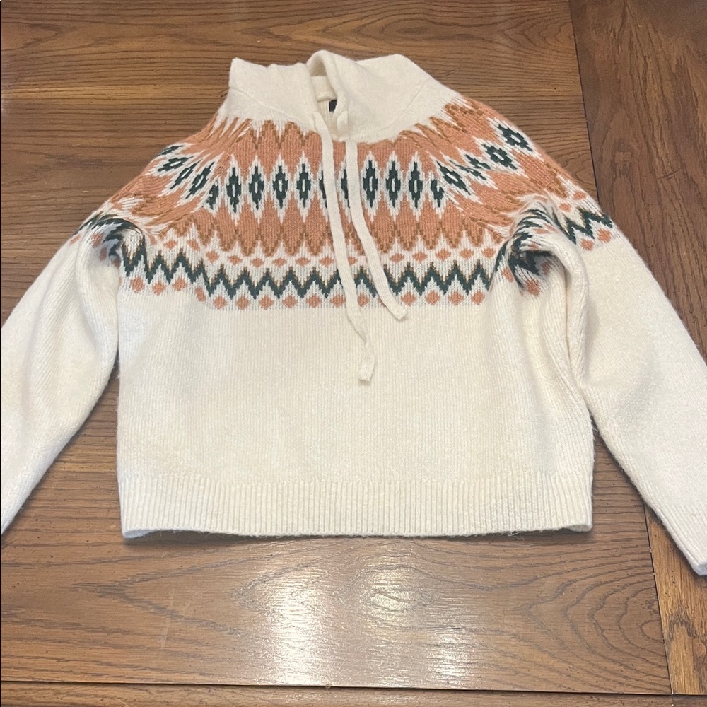 Frye Fair Isle pattern hooded sweater, size medium